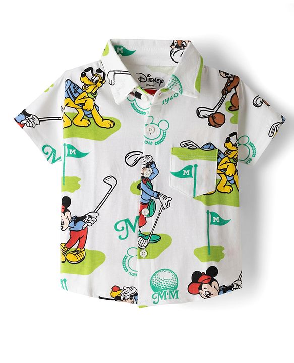 Babyhug Disney Single Jersey Knit Half Sleeves Shirt & Shorts Set with T-shirt & Mickey Mouse & Family Graphics - Multicolour