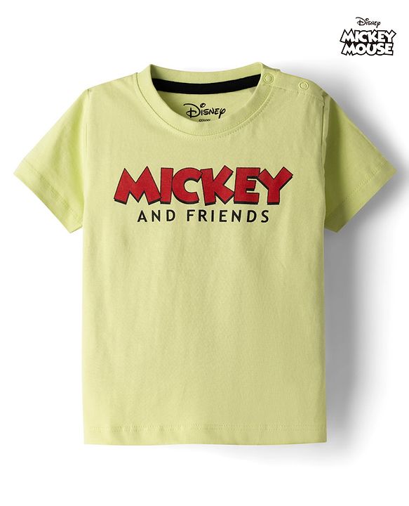 Babyhug Disney Single Jersey Knit Half Sleeves Shirt & Shorts Set with T-shirt & Mickey Mouse & Family Graphics - Multicolour