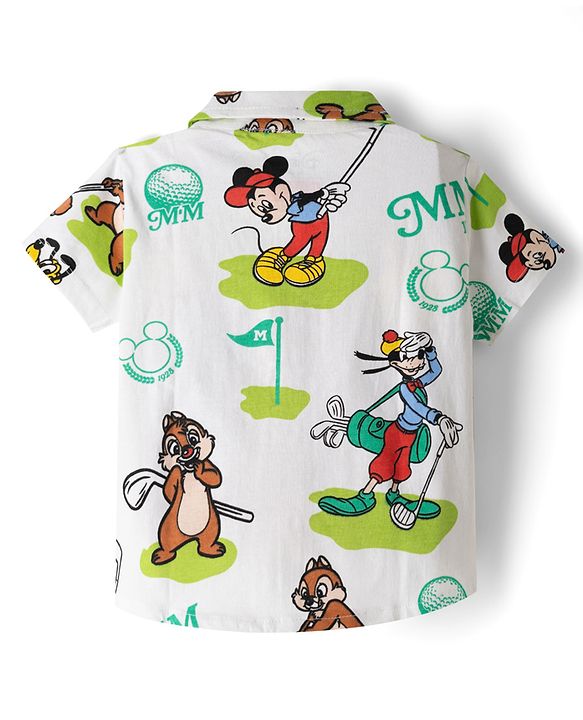 Babyhug Disney Single Jersey Knit Half Sleeves Shirt & Shorts Set with T-shirt & Mickey Mouse & Family Graphics - Multicolour