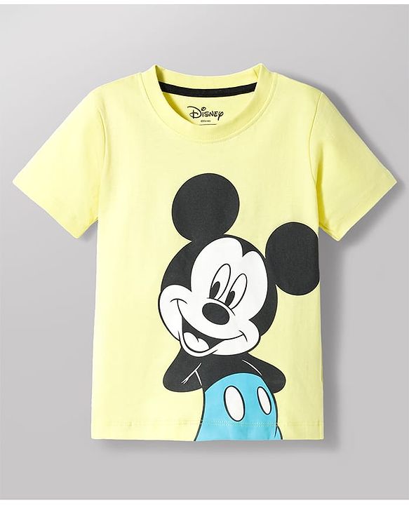 Babyhug Disney Single Jersey Knit Half Sleeves Co-ord Shirt & Shorts Set With T-Shirt & Mickey Mouse Graphics - Multicolor