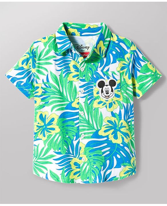Babyhug Disney Single Jersey Knit Half Sleeves Co-ord Shirt & Shorts Set With T-Shirt & Mickey Mouse Graphics - Multicolor