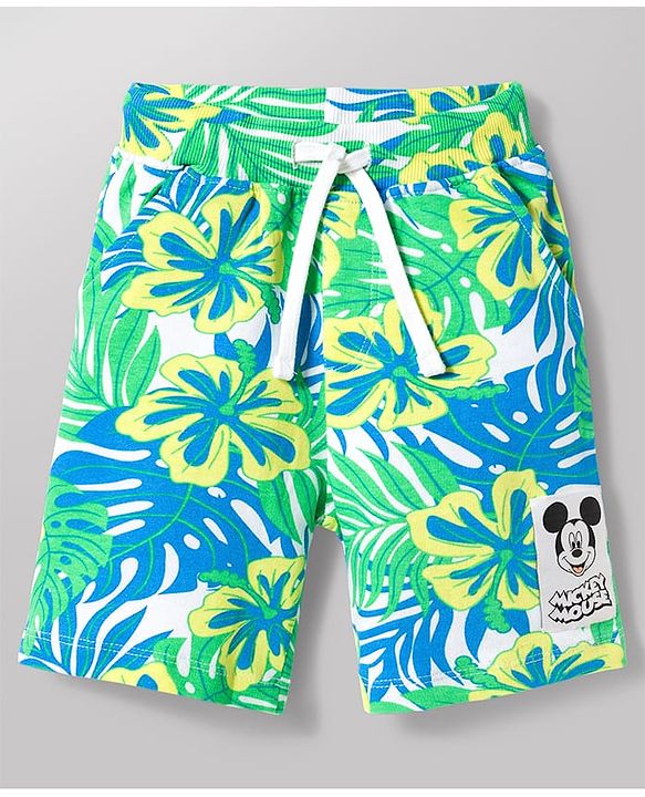 Babyhug Disney Single Jersey Knit Half Sleeves Co-ord Shirt & Shorts Set With T-Shirt & Mickey Mouse Graphics - Multicolor