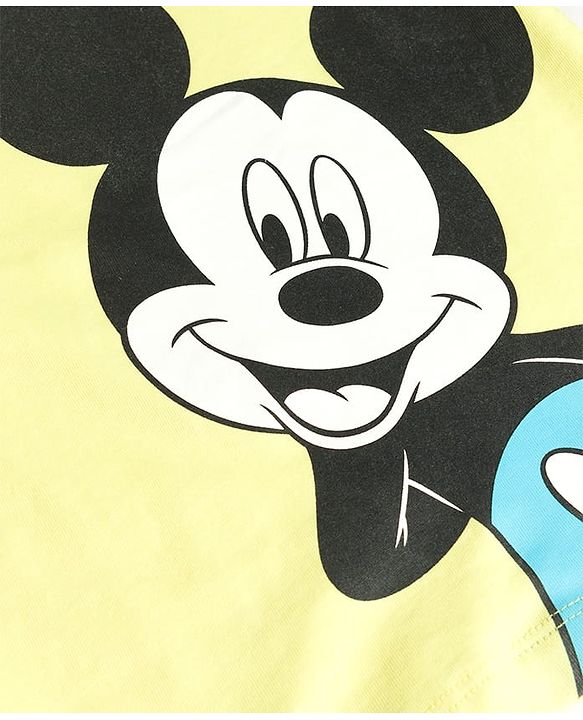 Babyhug Disney Single Jersey Knit Half Sleeves Co-ord Shirt & Shorts Set With T-Shirt & Mickey Mouse Graphics - Multicolor
