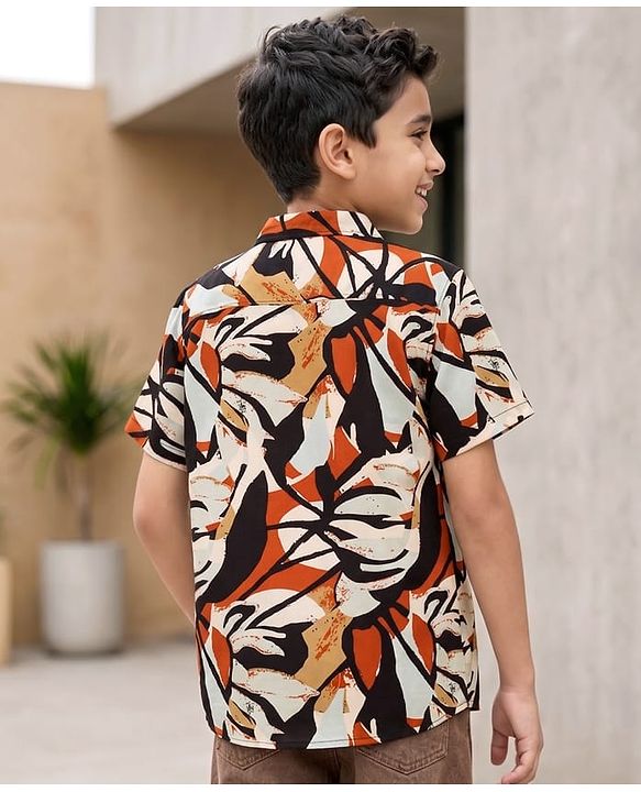 Pine Kids Cotton Woven Half Sleeves Printed Shirt & Sleeveless T-Shirt With Text Print - Multicolor