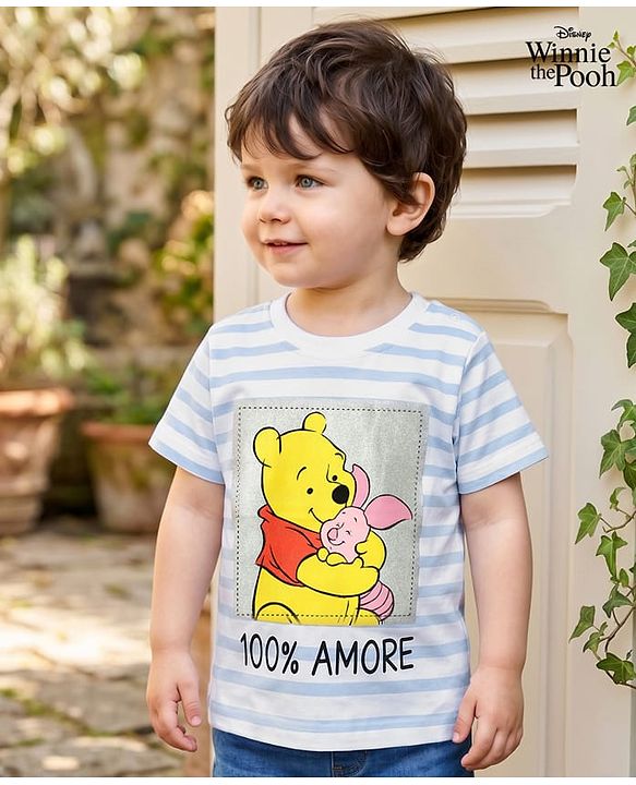 Babyhug Disney Cotton Knit T-Shirts Half Sleeve Winnie The Pooh Graphics Multi Color 3-6 Months