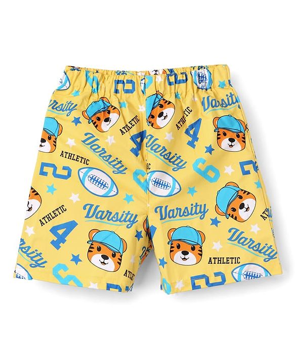Babyhug Cotton Poplin Woven Checks Boxers With Tiger Print Pack of 3 - Multicolor