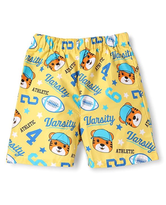 Babyhug Cotton Poplin Woven Checks Boxers With Tiger Print Pack of 3 - Multicolor