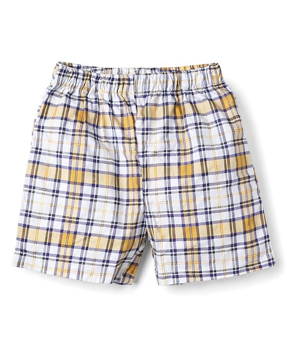 Babyhug Cotton Poplin Woven Checks Boxers With Tiger Print Pack of 3 - Multicolor