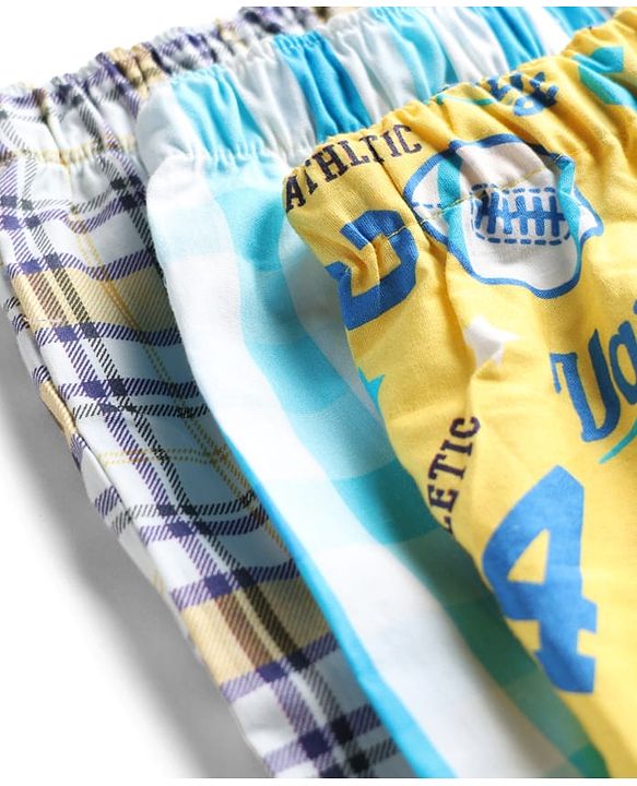 Babyhug Cotton Poplin Woven Checks Boxers With Tiger Print Pack of 3 - Multicolor