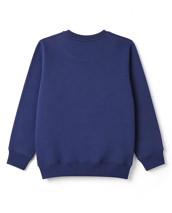 Pine Kids Cotton Knit Sweatshirt With Full Sleeves and Creative Text Print - Navy Blue