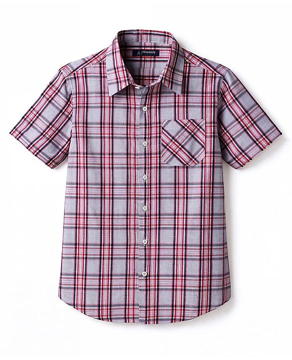 Pine Kids Cotton Woven Checks Shirts Half Sleeves Collar Multi Color 4-5 Years