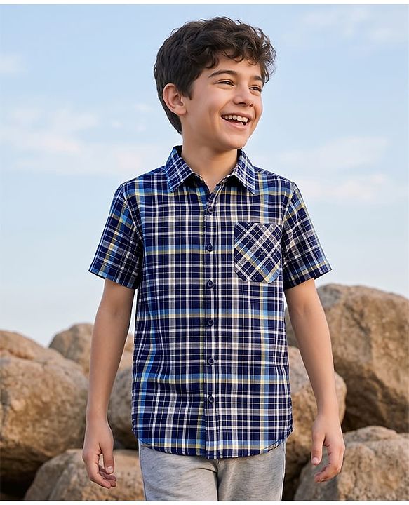 Pine Kids Cotton Woven Shirt Half Sleeves Checks Multi Color 4-5 Years