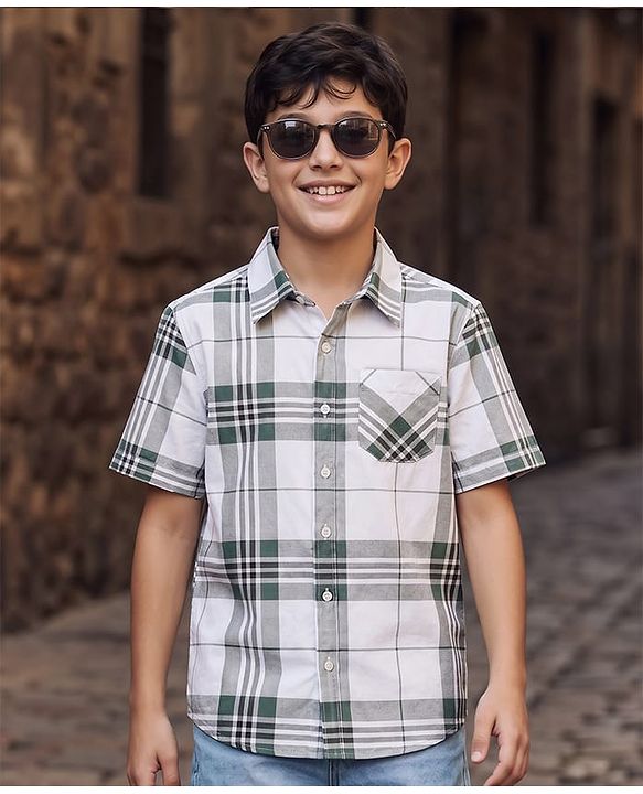 Pine Kids Cotton Woven Checks Shirts Half Sleeves Collar Multi Color 4-5 Years