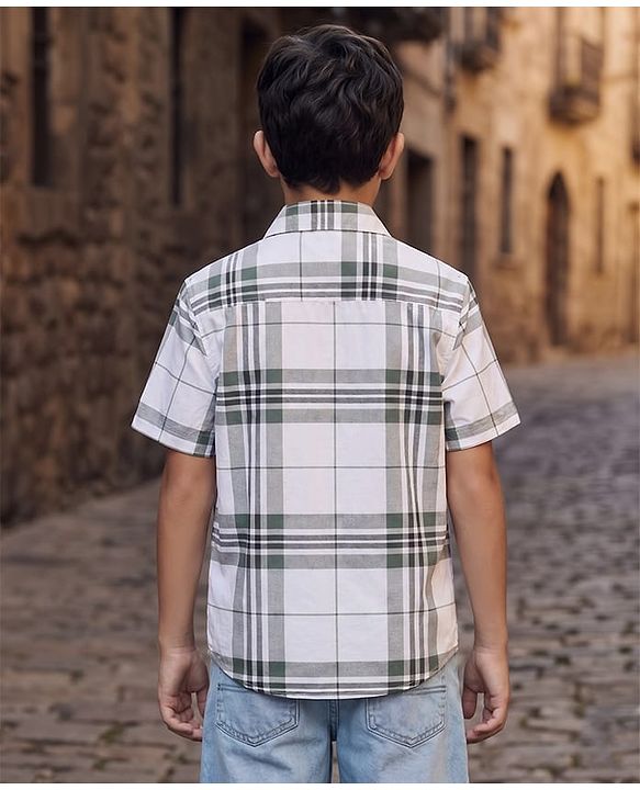 Pine Kids Cotton Woven Checks Shirts Half Sleeves Collar Multi Color 4-5 Years