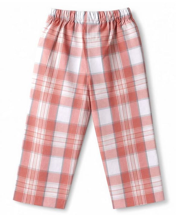Babyhug Cotton Woven Full Sleeves Checked Co-Ords Shirt & Pyjama Night Suit - Coral