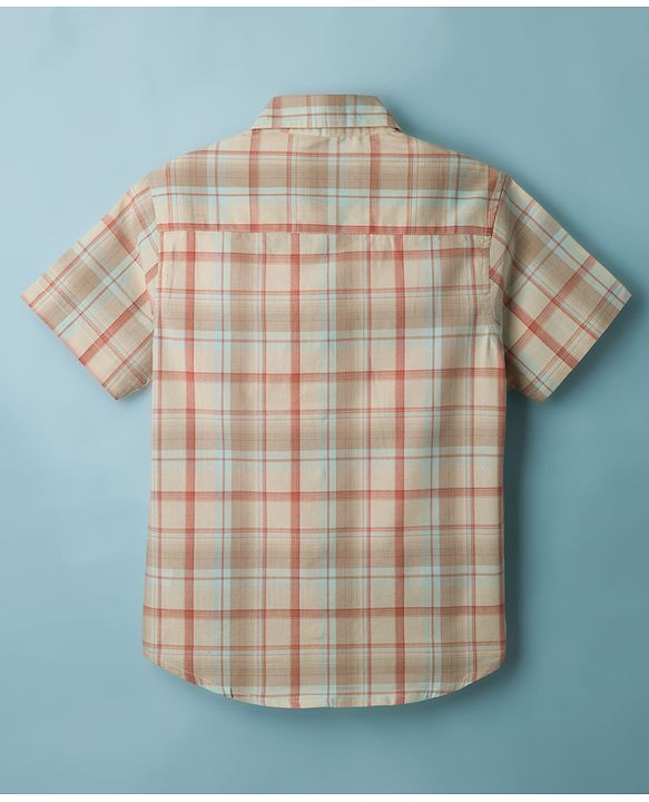 Pine Kids Cotton Woven Half Sleeves Checks Shirt With Printed T-Shirt - Multicolor