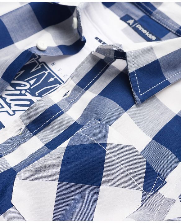 Pine Kids Cotton Woven Half Sleeves Checks Shirt With Printed T-Shirt - Multicolor