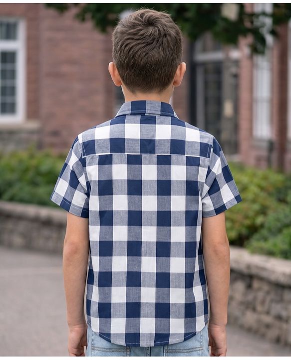 Pine Kids Cotton Woven Half Sleeves Checks Shirt With Printed T-Shirt - Multicolor