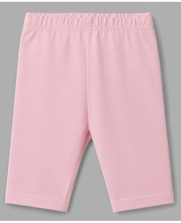 Babyhug Cotton Knit Three Fourth Leggings & Pants With Floral Print Pack of 3 - Pink Yellow & White