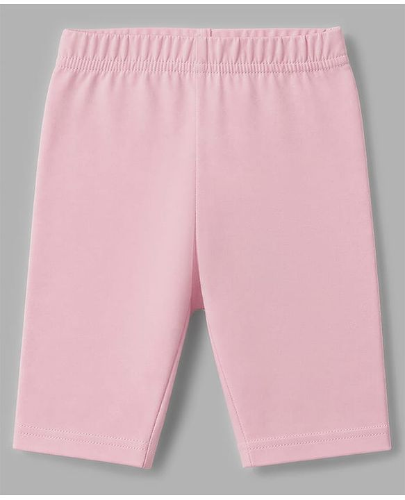 Babyhug Cotton Knit Three Fourth Leggings & Pants With Floral Print Pack of 3 - Pink Yellow & White