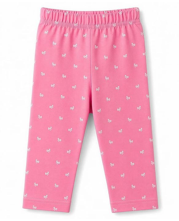 Babyhug Cotton Knit Three Fourth Leggings With Floral & Berry Print Pack of 3 - Navy & Pink
