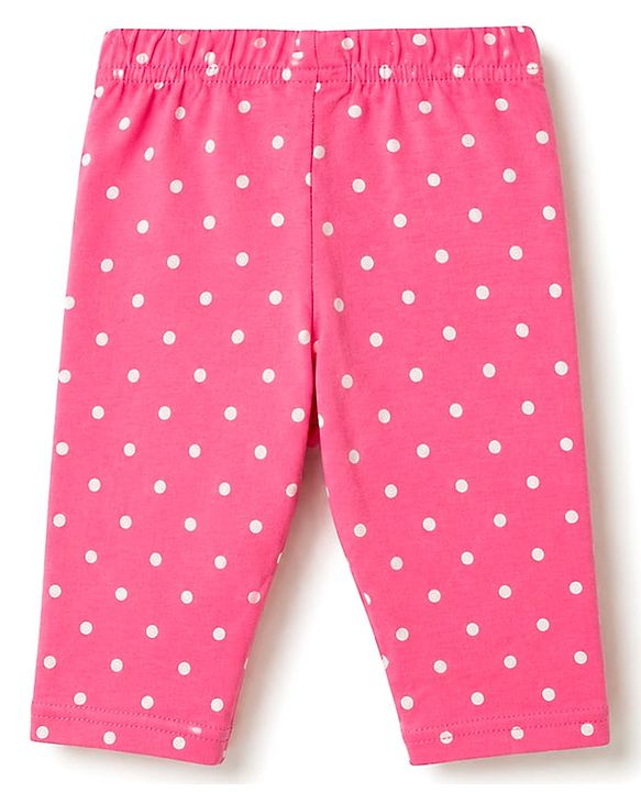 Babyhug Cotton Knit Knee Length Floral Printed Three Fourth Leggings Pack Of 3 - Red Mustard & White