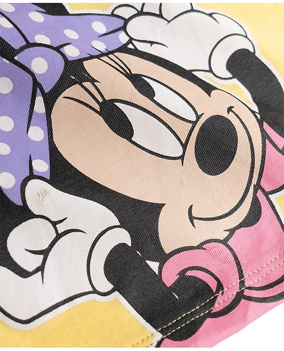Babyhug Disney Single Jersey Knit Full Sleeves T-Shirt & Pyjama Night Suit with Minnie Graphics - Multicolour