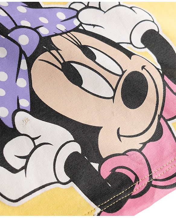 Babyhug Disney Single Jersey Knit Full Sleeves T-Shirt & Pyjama Night Suit with Minnie Graphics - Multicolour