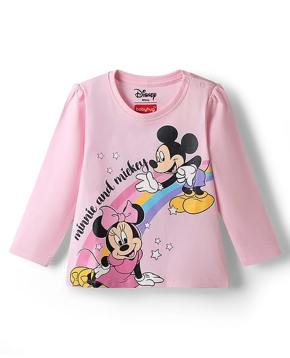 Babyhug Disney Single Jersey Knit Full Sleeves Pyjama Night Suit with Minnie Mouse Graphics - Multicolour
