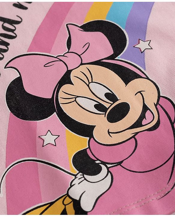 Babyhug Disney Single Jersey Knit Full Sleeves Pyjama Night Suit with Minnie Mouse Graphics - Multicolour