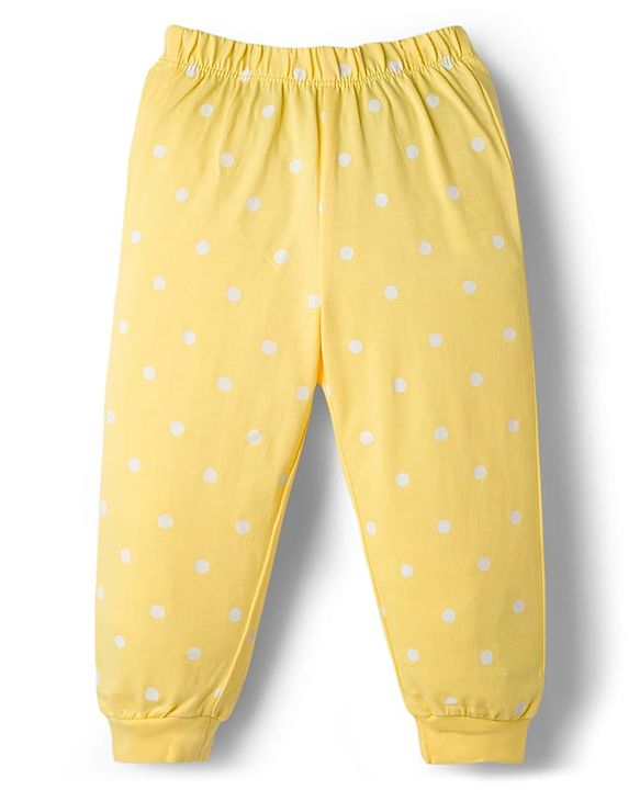 Babyhug Disney Full Sleeves T-Shirt & Pyjama Night-Suit With Minnie Mouse Graphics - Yellow