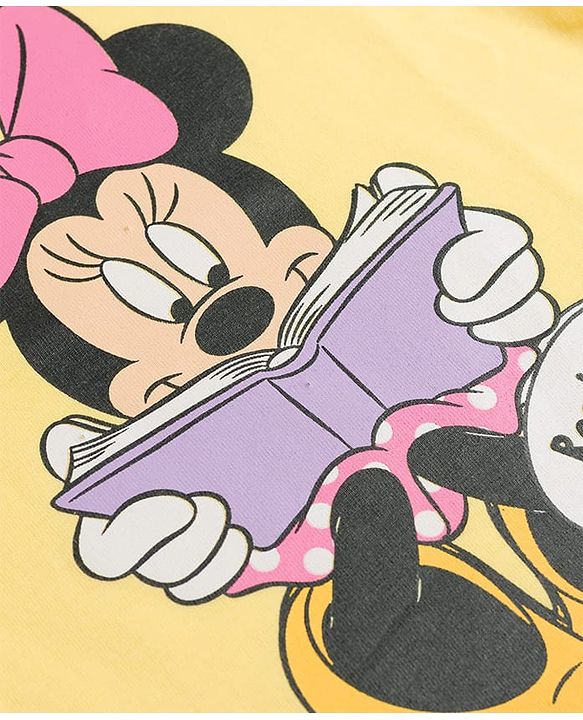 Babyhug Disney Full Sleeves T-Shirt & Pyjama Night-Suit With Minnie Mouse Graphics - Yellow