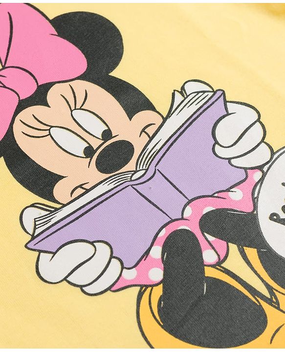 Babyhug Disney Full Sleeves T-Shirt & Pyjama Night-Suit With Minnie Mouse Graphics - Yellow
