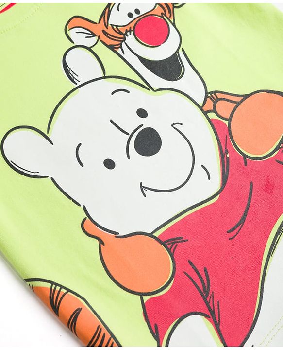 Babyhug Disney Single Jersey Knit Full Sleeves T-Shirt & Pyjama Night-Suit With Winnie The Pooh Graphics - Neon Green