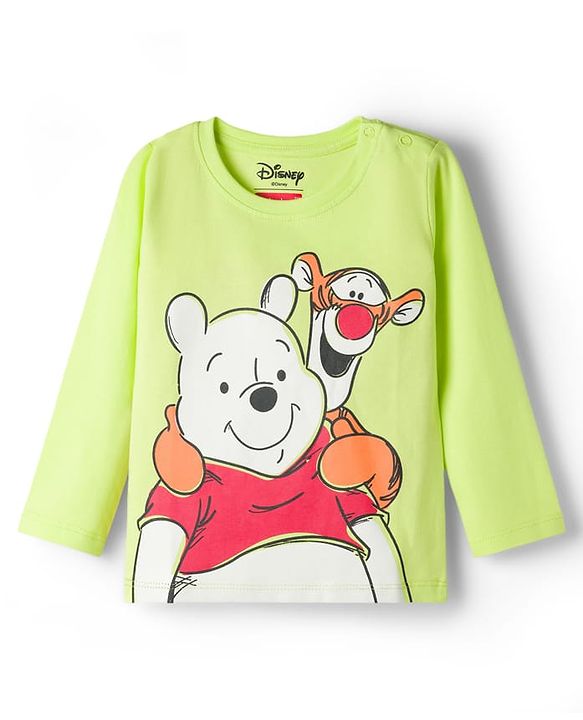 Babyhug Disney Single Jersey Knit Full Sleeves T-Shirt & Pyjama Night-Suit With Winnie The Pooh Graphics - Neon Green