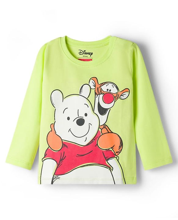 Babyhug Disney Single Jersey Knit Full Sleeves T-Shirt & Pyjama Night-Suit With Winnie The Pooh Graphics - Neon Green