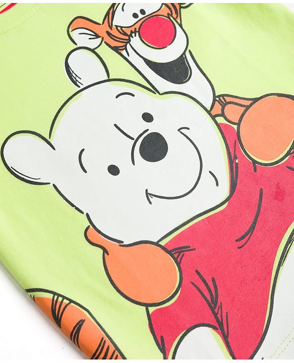 Babyhug Disney Single Jersey Knit Full Sleeves T-Shirt & Pyjama Night-Suit With Winnie The Pooh Graphics - Neon Green