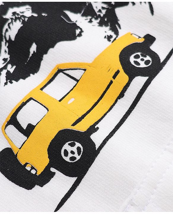 Pine Kids Cotton Mix Knit Sweatshirt with Full Sleeves and Outdoor Explorer Print in White
