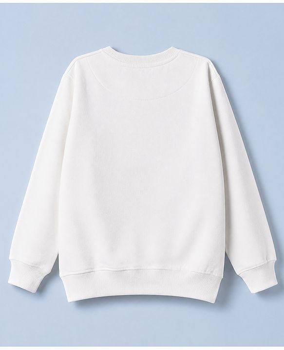 Pine Kids Cotton Mix Knit Sweatshirt with Full Sleeves and Outdoor Explorer Print in White