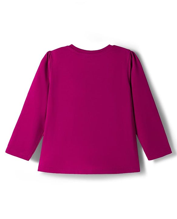 Babyhug Disney Single Jersey Knit Full Sleeves T-Shirt & Pyjama Night Suit With Polka Dots & Marie Graphics - Dark Pink