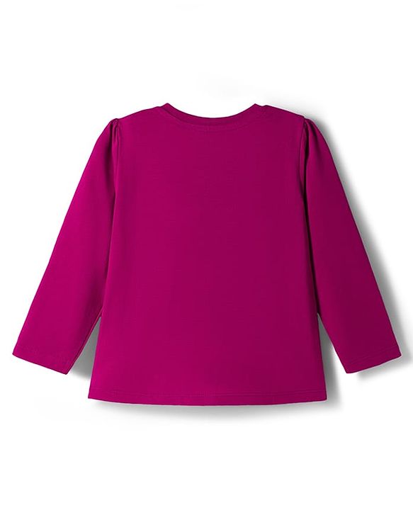 Babyhug Disney Single Jersey Knit Full Sleeves T-Shirt & Pyjama Night Suit With Polka Dots & Marie Graphics - Dark Pink
