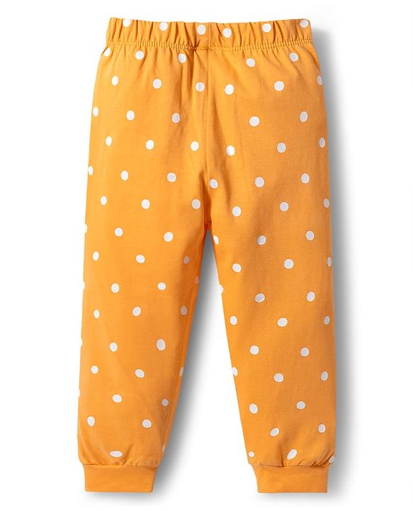 Babyhug Disney Single Jersey Knit Full Sleeves T-Shirt & Pyjama Night Suit with Minnie Mouse Graphics - Orange