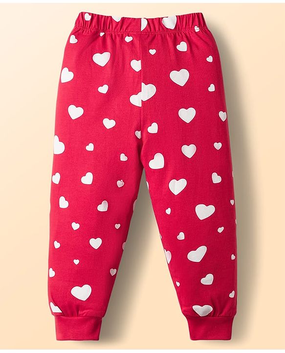 Babyhug Disney Single Jersey Knit Full Sleeves T-Shirt & Pyjama Night Suit With Minnie Mouse Graphic - Red