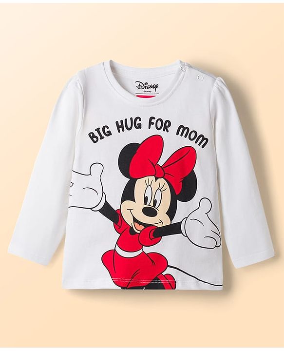 Babyhug Disney Single Jersey Knit Full Sleeves T-Shirt & Pyjama Night Suit With Minnie Mouse Graphic - Red