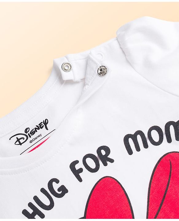 Babyhug Disney Single Jersey Knit Full Sleeves T-Shirt & Pyjama Night Suit With Minnie Mouse Graphic - Red