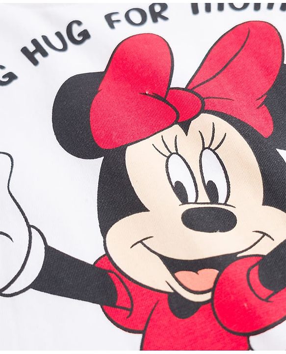 Babyhug Disney Single Jersey Knit Full Sleeves T-Shirt & Pyjama Night Suit With Minnie Mouse Graphic - Red