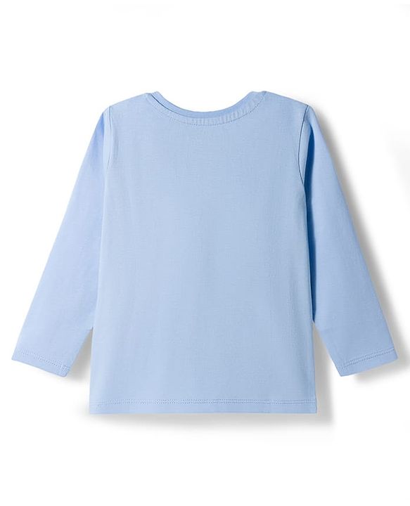 Babyhug Single Jersey Knit Full Sleeves T-Shirt & Pyjama Night Suit With Polka Dots & Winnie The Pooh Graphics - Blue