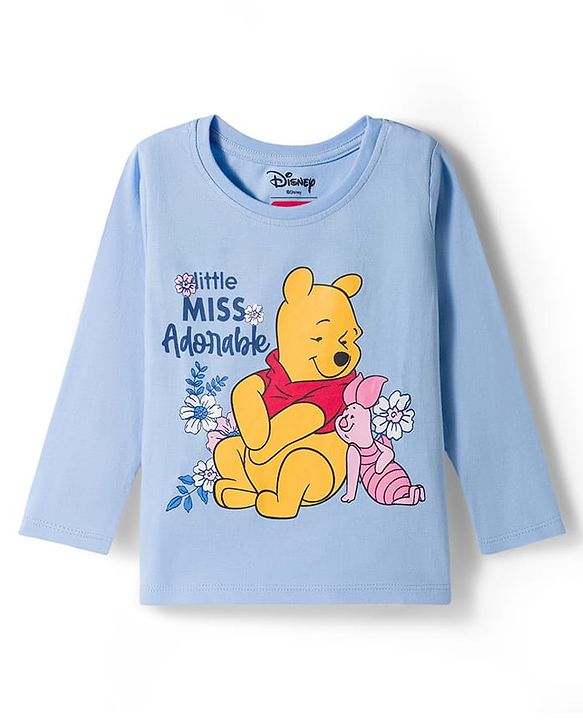 Babyhug Single Jersey Knit Full Sleeves T-Shirt & Pyjama Night Suit With Polka Dots & Winnie The Pooh Graphics - Blue