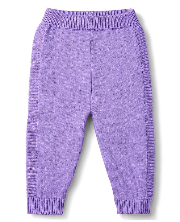 Babyhug Knit Full Sleeves Sweater Set with Cable Knit Design - Purple
