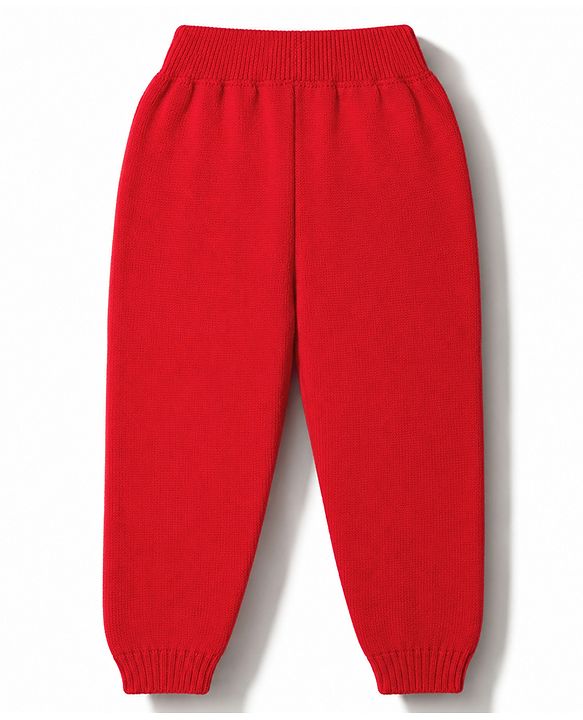 Babyhug Knit Full Sleeves Sweater Set With Butterfly Design - White & Red